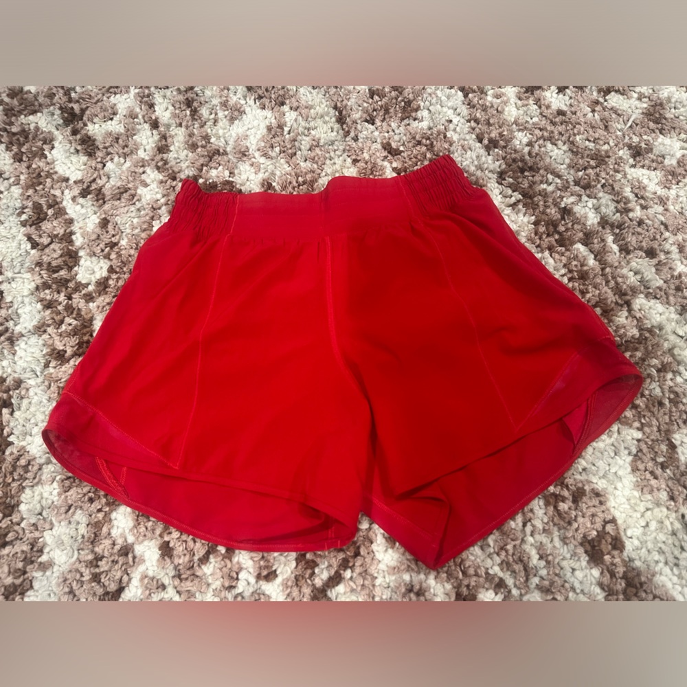NWOT Lululemon Athletica Red High rise Hotty hot Shorts size 4